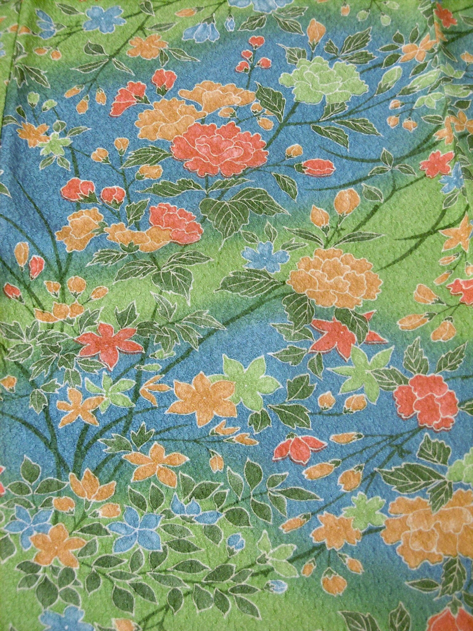 (03) Ljusgrön, blommor,Furisode - Image 8