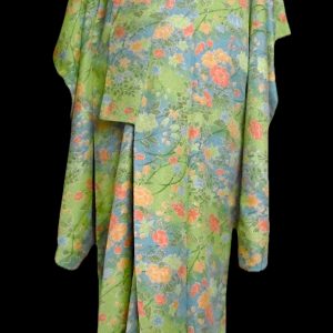 (03) Ljusgrön, blommor,Furisode