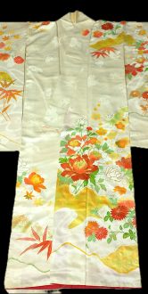 Furisode (34) guld-Broderie