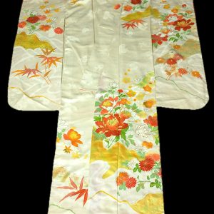 Furisode (34) guld-Broderie