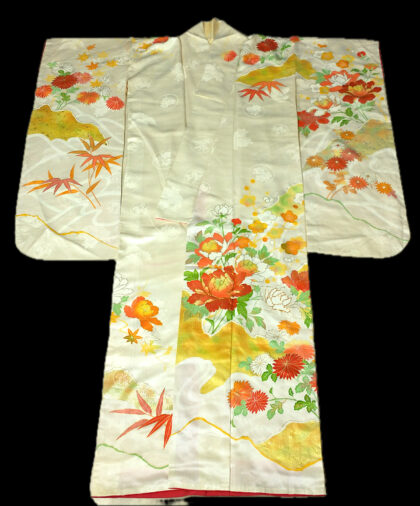 Furisode (34) guld-Broderie