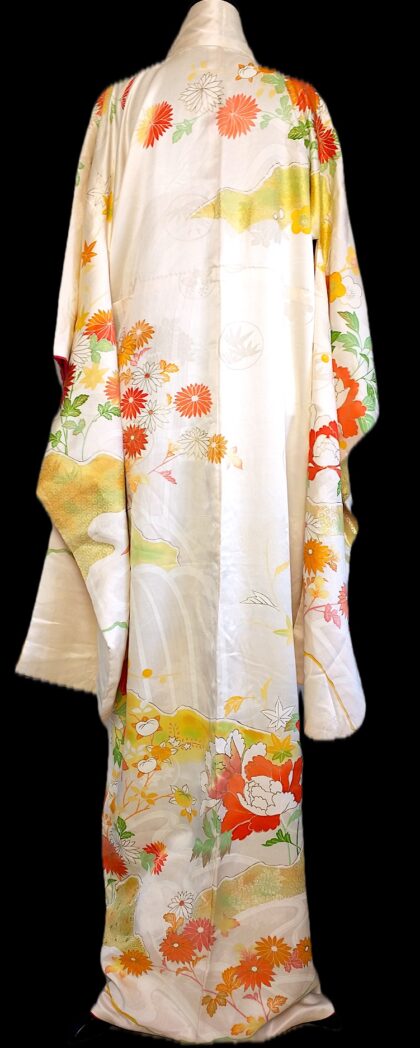 Furisode (34) guld-Broderie