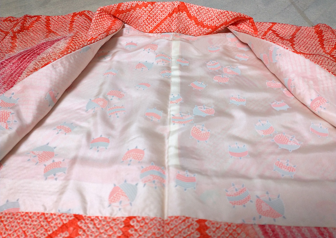 Haori (07)ljusa rosa,orange,Shibori - Image 4
