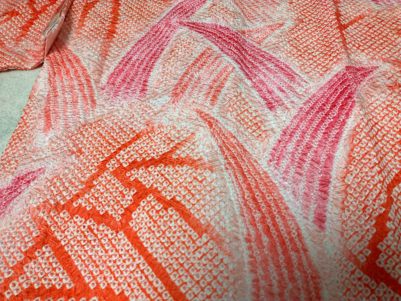 Haori (07)ljusa rosa,orange,Shibori - Image 6